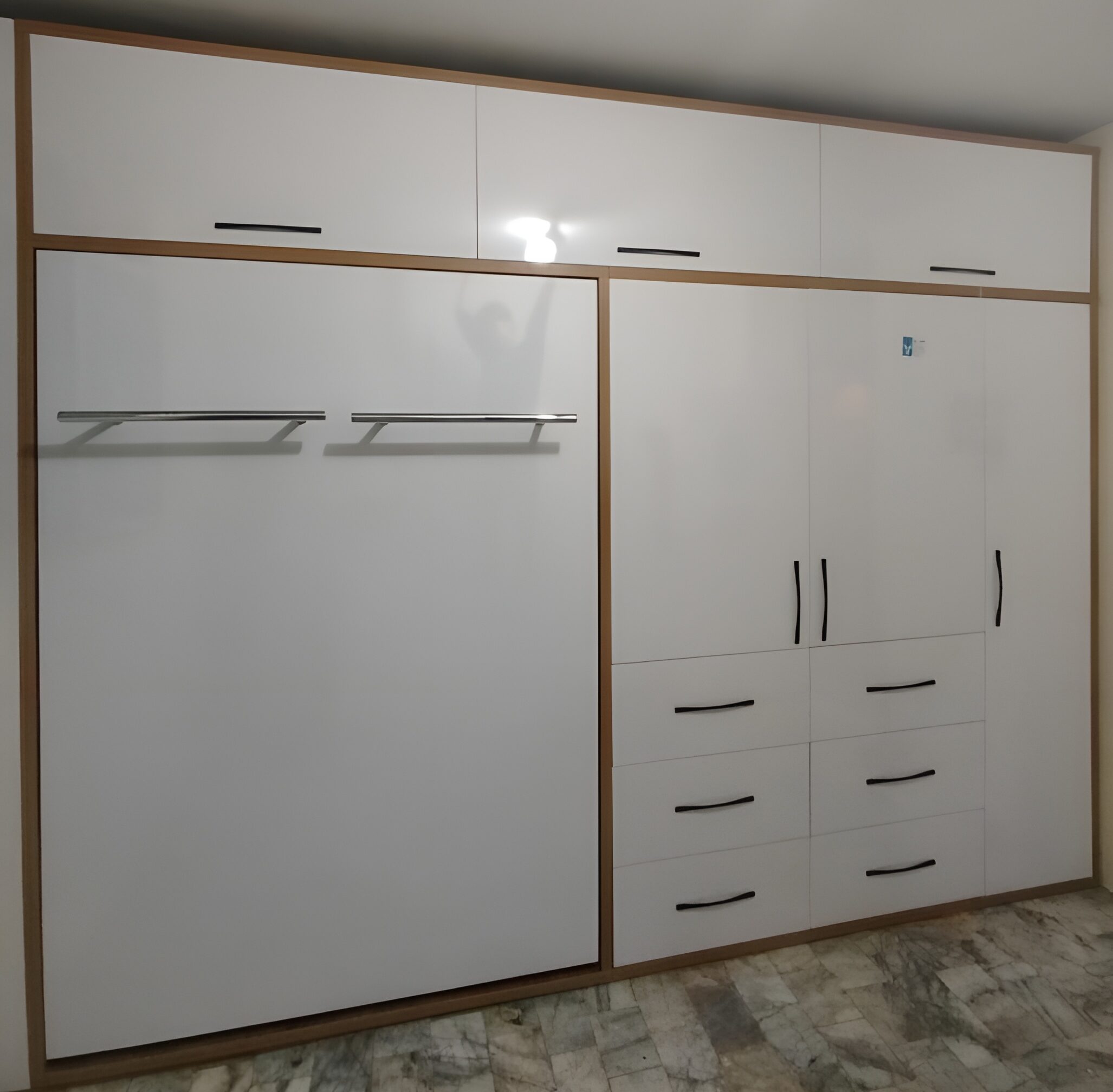 Bed-07 تخت کم جا دونفره سفید - Image 1