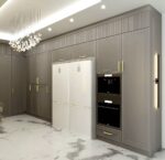 کابینت نئوکلاسیک طوسی و طرح چوب - Image 2